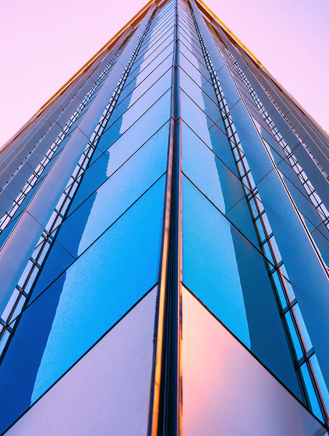 Image of tall building with windows from the ground